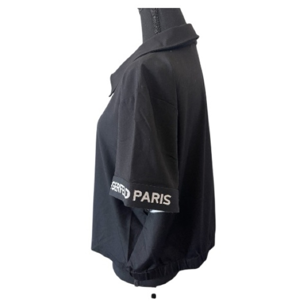 Karl Lagerfeld Paris Black Half Zip Logo Trim Top l Size L l Poshmark - Picture 6 of 8